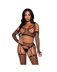 Get Into It Crop Top and Garter Stocking Set